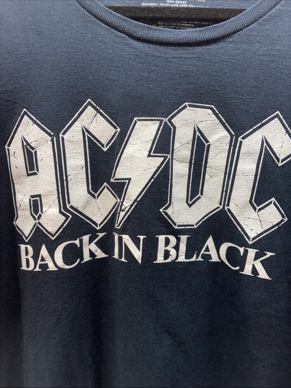 AC/DC Black Tee with White 'Back In Black' Graphic